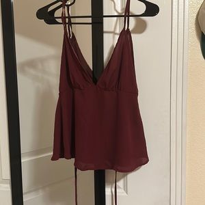 Red tank top open back vneck